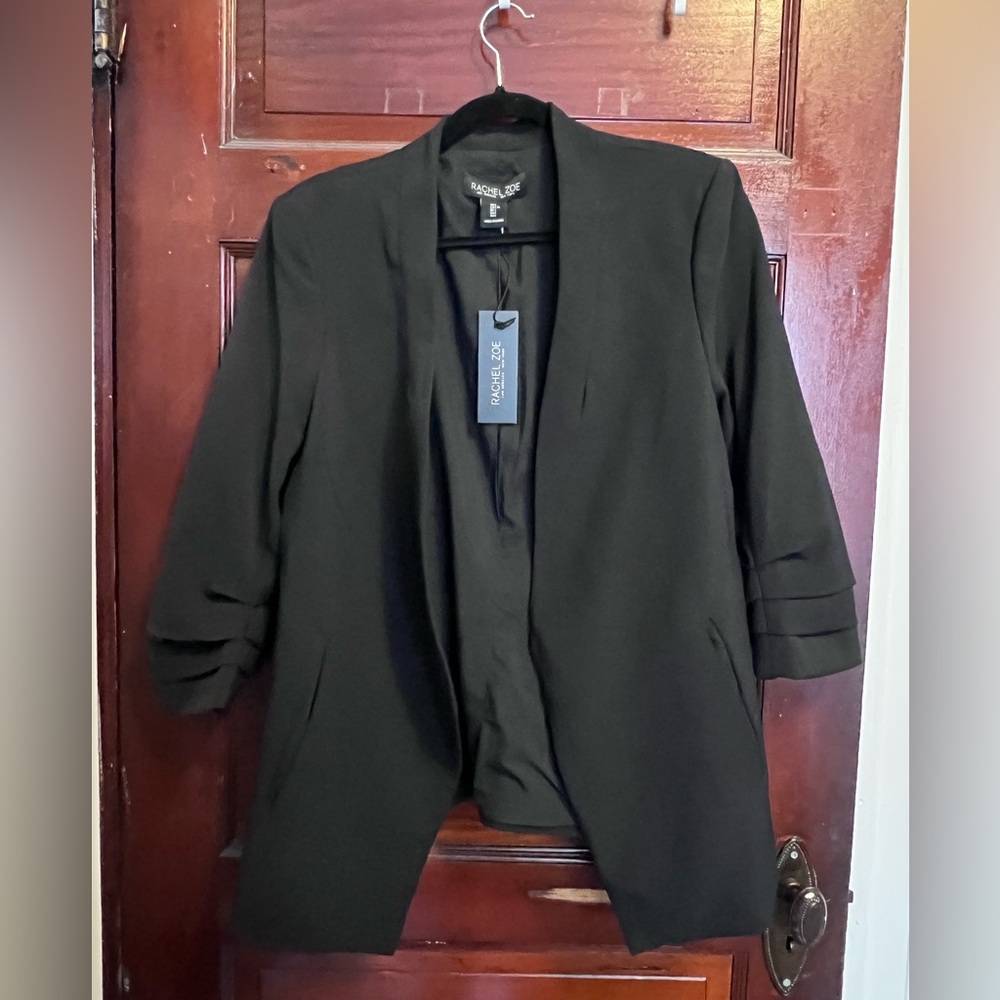 Rachel Zoe Black Open-Front Draped Blazer